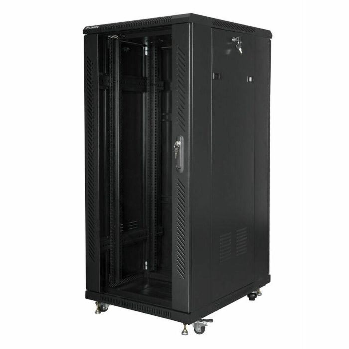 Lanberg FF01-6827-12BL Armario Rack Servidor 27U Independiente Negro 800kg IP20 con Bloqueo, Ruedas, Patas Ajustables Lanberg FF01-6827-12BL Armario Rack Servidor 27U Independiente Negro 800kg IP20 con Bloqueo, Ruedas, Patas Ajustables