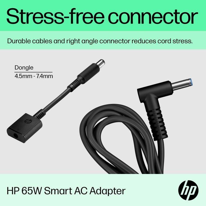 HP 65W Smart AC Adapter | Adaptador de Corriente Inteligente para Portátiles HP | Compatible con Modelos Actuales y Anteriores 6
