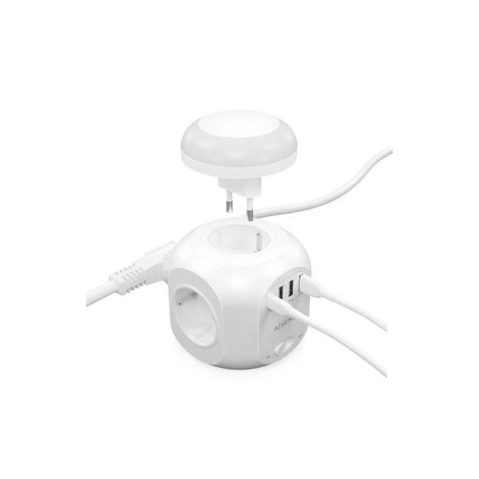 Aisens Regleta de Enchufes Sobremesa con 4 Tomas, 1 USB-C, 3 USB-A, Luz Nocturna, 1.8m, Blanco 2 Aisens Regleta de Enchufes Sobremesa con 4 Tomas, 1 USB-C, 3 USB-A, Luz Nocturna, 1.8m, Blanco 2