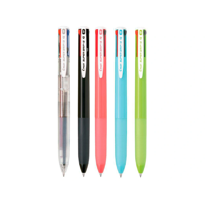 Pilot Bolígrafo Supergrip G 4 Colores Tinta Azul-Rojo-Negro-Verde Cuerpo Rosa Chicle (Set de 12) (Set de 12) 3