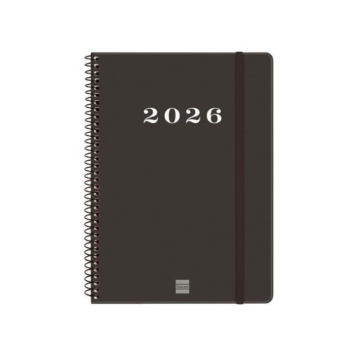 Finocam E10-155x212 mm Svh Agenda Espiral Tapa Dura Negro 2026, Estilo Moderno y Universal, Formato Similar DIN A5