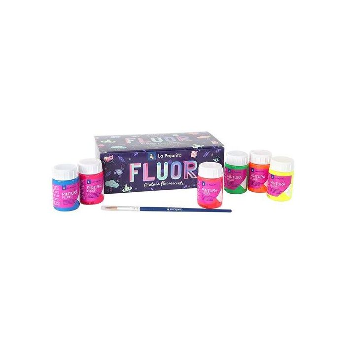 Pintura Latex La Pajarita Fluorescente 35 Ml (Bote) Estuche De 6