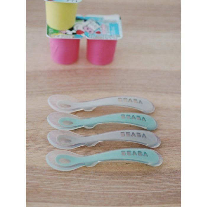 Juego de 4 cucharas de silicona para segunda edad, gris terciopelo/verde salvia 1 Juego de 4 cucharas de silicona para segunda edad, gris terciopelo/verde salvia 1