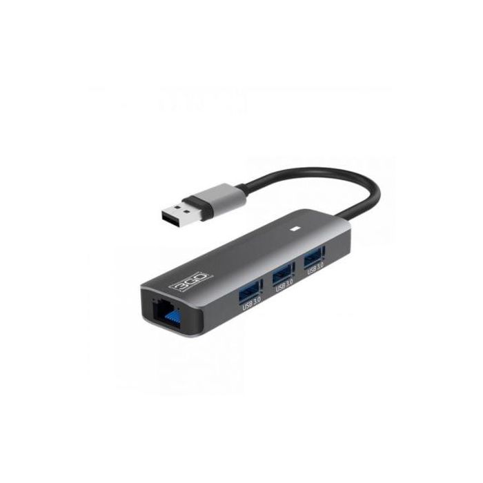 HUB USB 3.0 3GO HUB37PETH2/ 3xUSB/ 1xRJ45/ Gris