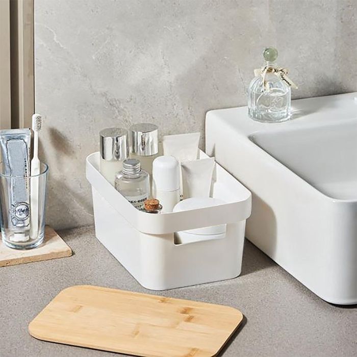 Confortime Caja Ordenación Multiusos Plástico Tapa Bambú S Conf 25.5x17.5x12.5 cm 4