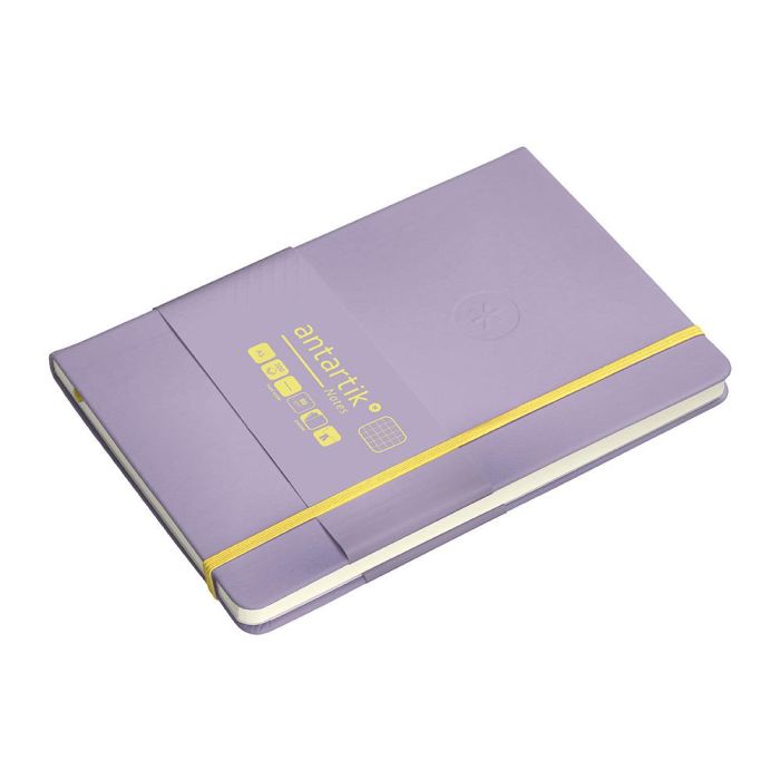 Cuaderno Con Gomilla Antartik Notes Tapa Dura A5 Hojas Cuadricula Morado Y Amarillo 100 Hojas 80 gr Fsc 5