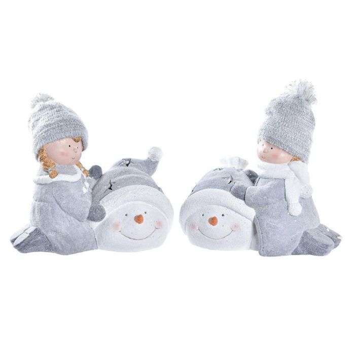Figura Navidad Fantasia DKD Home Decor Blanco Gris 22 x 33 x 36 cm (2 Unidades) Figura Navidad Fantasia DKD Home Decor Blanco Gris 22 x 33 x 36 cm (2 Unidades)