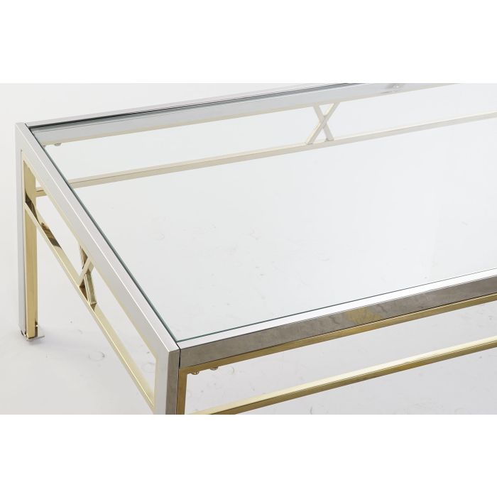DKD Home Decor Mesa Centro Moderno Acero y Cristal Plateado 110 x 60 x 40 cm 1 DKD Home Decor Mesa Centro Moderno Acero y Cristal Plateado 110 x 60 x 40 cm 1