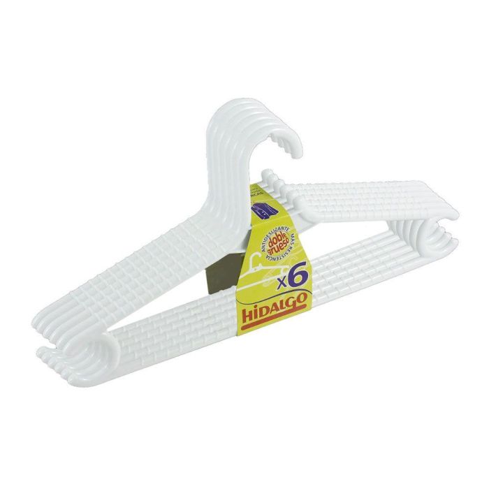 Hidalgo Perchas Doble Grueso Color Blanco Lote 6 Unidades Antideslizantes Plástico Resistente Hidalgo Perchas Doble Grueso Color Blanco Lote 6 Unidades Antideslizantes Plástico Resistente