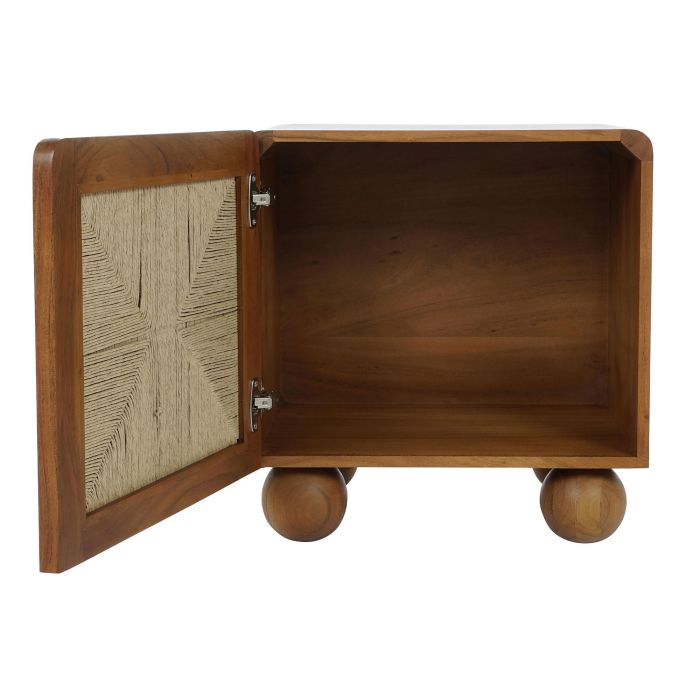 DKD Home Decor Mesita de Noche Item Home Acacia Ratan Marron Oscuro Natural 40 x 50 x 50 cm 3