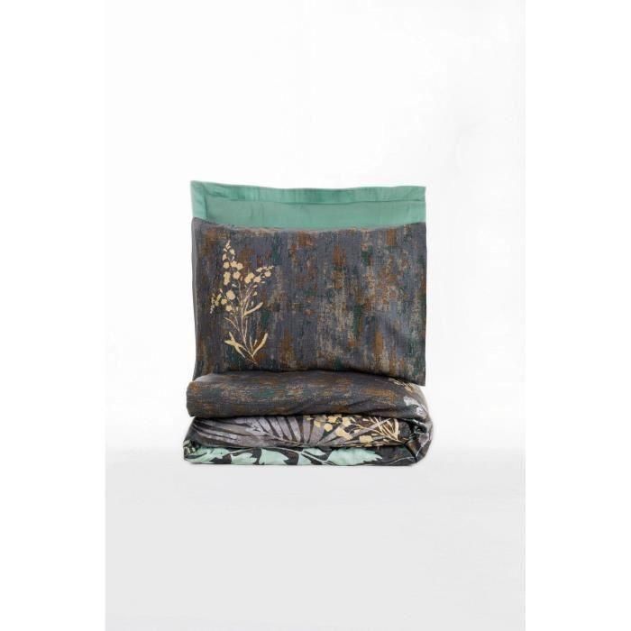 Juego de cama - 1 funda nórdica 220x240 cm + 2 fundas de almohada 60x60 cm - 100% algodón satén - Menta 2 Juego de cama - 1 funda nórdica 220x240 cm + 2 fundas de almohada 60x60 cm - 100% algodón satén - Menta 2