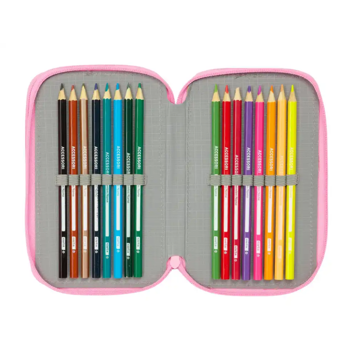 Plumier Triple SuperKitties Rosa Turquesa 12,5 x 19,5 x 5,5 cm 37 Piezas 4