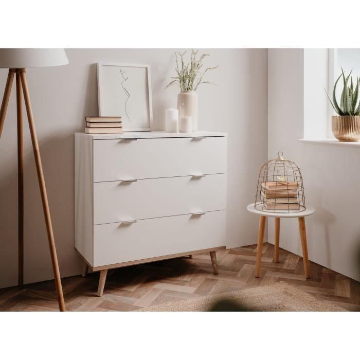 Göteborg Cofras de cajones - 3 cajones - Decoración de roble de Sonoma blanco - Escandinavo - L 79.8 x D 40 x H 86.5 cm 1 Göteborg Cofras de cajones - 3 cajones - Decoración de roble de Sonoma blanco - Escandinavo - L 79.8 x D 40 x H 86.5 cm 1