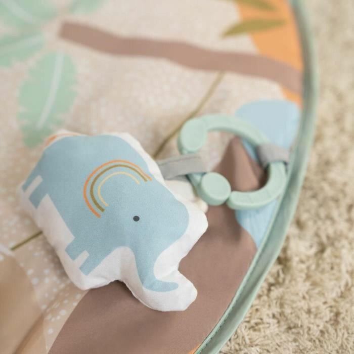 Ingenuity ING17448 Alfombra de juego plegable WonderWood para bebé, redonda con arco de madera, espejo y juguetes 2
