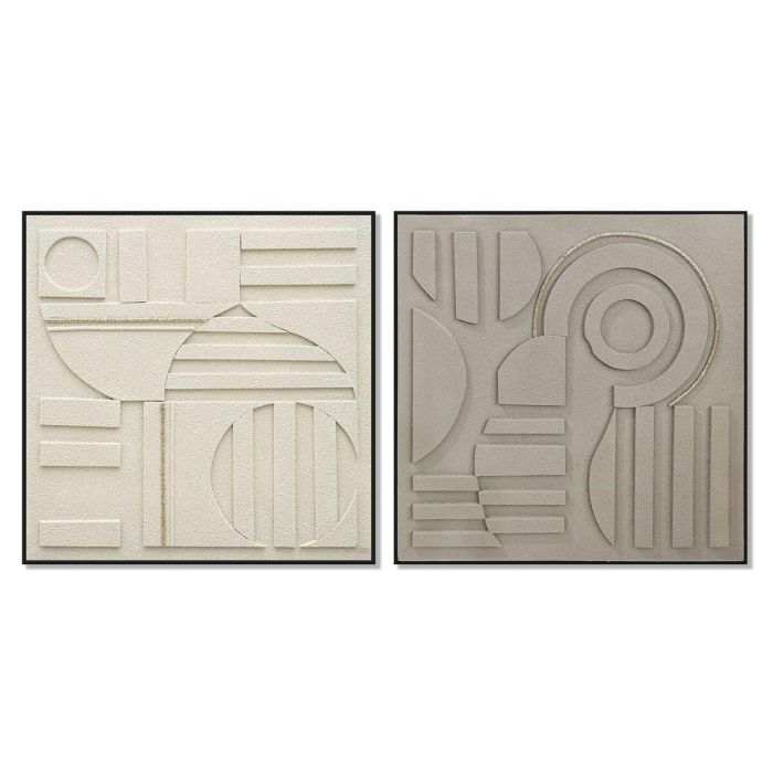 DKD Home Decor Cuadro Urban Moderno Beige Marrón 102x102 cm (2 Unidades) en Lienzo y PS