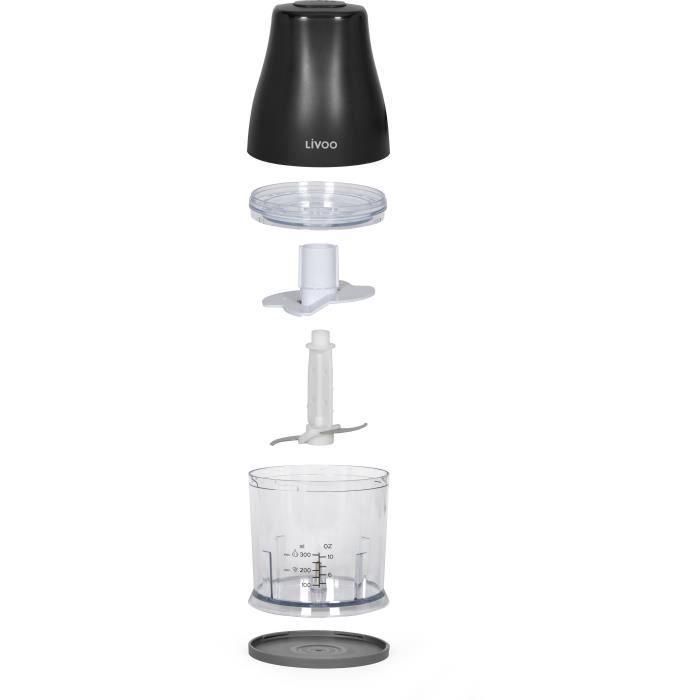 Picadora - LIVOO - 300 ml - 400 W - 1 velocidad y función turbo - 2 cuchillas de acero inoxidable - Negro 1 Picadora - LIVOO - 300 ml - 400 W - 1 velocidad y función turbo - 2 cuchillas de acero inoxidable - Negro 1