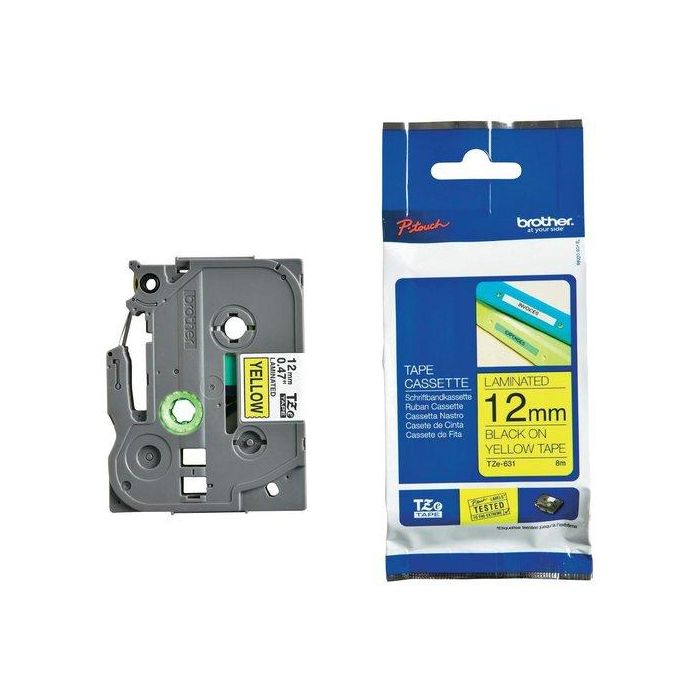 BROTHER Cinta laminada amarillo/negro 12mm