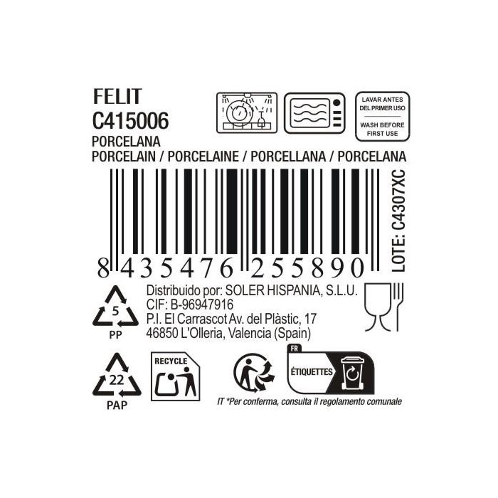 La Mediterranea Plato Hondo Felit 22 cm (18 Unidades) 2