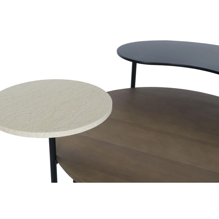 DKD Home Decor Mesa Centro Moderno Negro Marron 90 x 61 x 118 cm Metal MDF Marmol 1