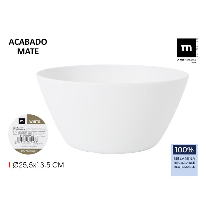 Ensaladera Melamine White 25.5x13.5 cm La Mediterranea (8 Unidades) Ensaladera Melamine White 25.5x13.5 cm La Mediterranea (8 Unidades)
