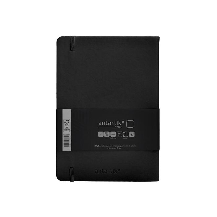 Cuaderno Con Gomilla Antartik Notes Tapa Dura A5 Hojas Lisas Negro 100 Hojas 80 gr Fsc 2