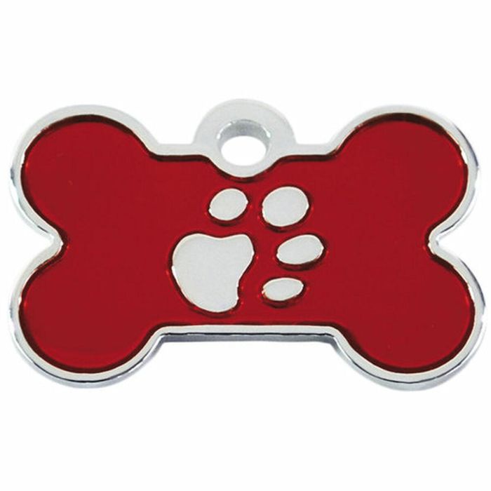 Placa identificativa para collar Imarc Bone Rojo Plata 1 Placa identificativa para collar Imarc Bone Rojo Plata 1