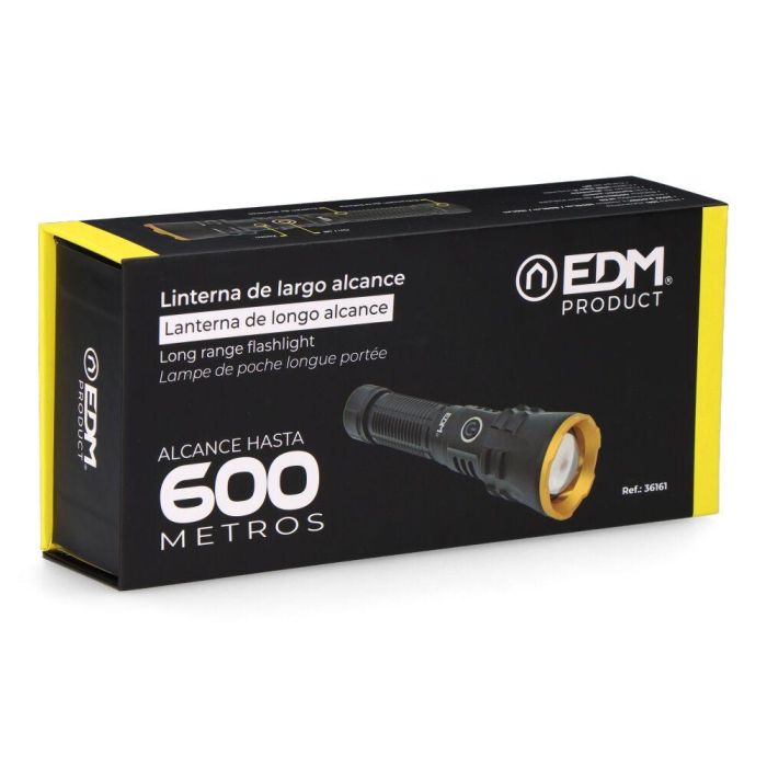 Edm Linterna LED Wolf Pro X3 Largo Alcance 1800 lm 20W Recargable Zoom 600m IP65 5