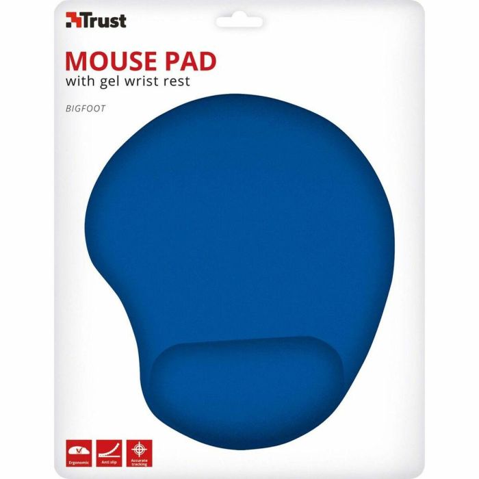 Trust 20426 Alfombrilla Ratón Ergonómica Bigfoot con Soporte de Gel Muñeca, Superficie Microfibra, Antideslizante, Azul, 236x205x16mm