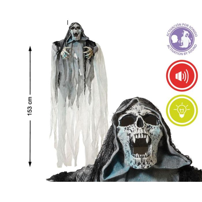 Esqueleto Colgante 153 cm con Luz y Sonido para Escenas de Terror