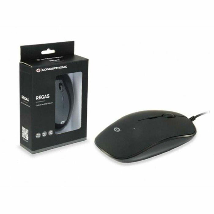 Conceptronic Ratón Óptico USB Regas01B con Interruptor DPI 800/1000/1200 y Diseño Ergonómico para Diestros y Zurdos 6