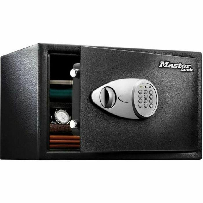 Master Lock Caja Fuerte Electrónica Programable con 2 Pasadores Acero, Llave Emergencia y Kit Anclaje - Negro y Gris Metalizado 0 Master Lock Caja Fuerte Electrónica Programable con 2 Pasadores Acero, Llave Emergencia y Kit Anclaje - Negro y Gris Metalizado 0