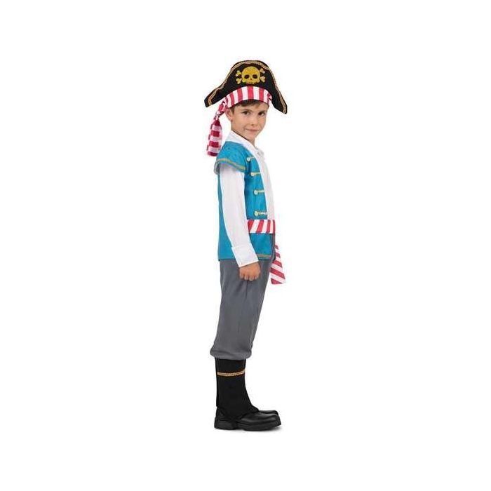 Disfraz pirata gorro, camisa con chaleco y faja, pantalón y cubrebotas talla 7-9 y 3 Disfraz pirata gorro, camisa con chaleco y faja, pantalón y cubrebotas talla 7-9 y 3
