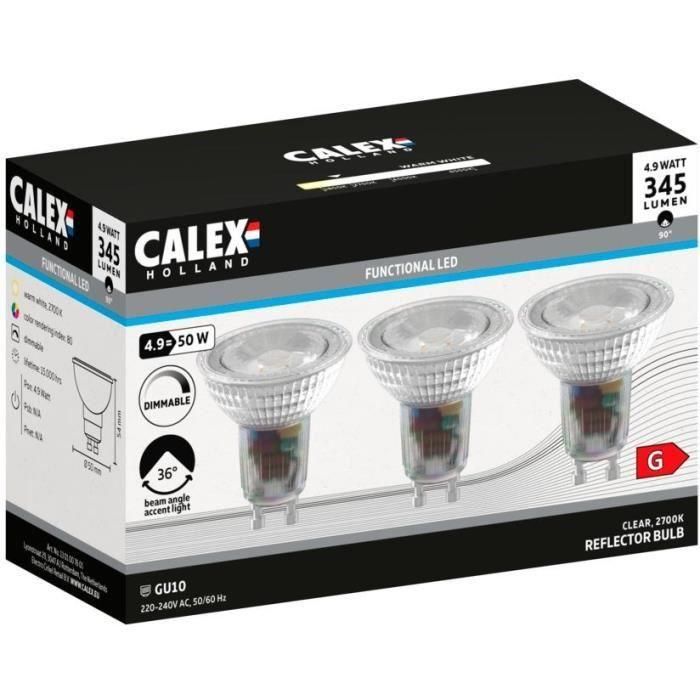 Calex CAL8712879157120 Bombilla LED Reflectora GU10 4,9W 345lm 2700K Luz Cálida Regulable Cromo 2 Calex CAL8712879157120 Bombilla LED Reflectora GU10 4,9W 345lm 2700K Luz Cálida Regulable Cromo 2
