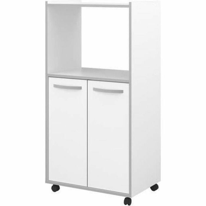 LISTO Carro de Cocina L 60cm Blanco – Mueble Bajo Auxiliar 2 Puertas Melamina Mate – Hecho en Francia