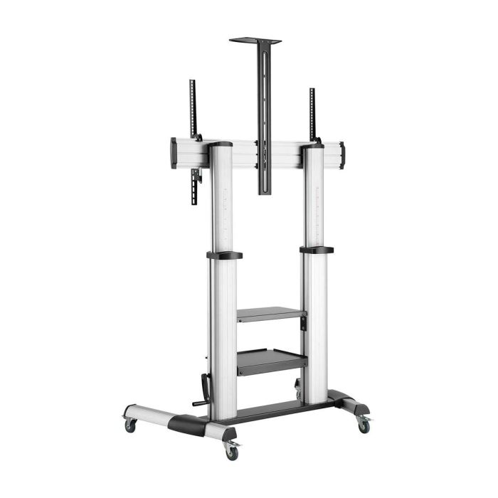 AISENS - SOPORTE DE SUELO PRO CON RUEDAS Y MANIVELA, BANDEJAS PARA DVD Y SOPORTE DE CAMARA PARA MONI 18