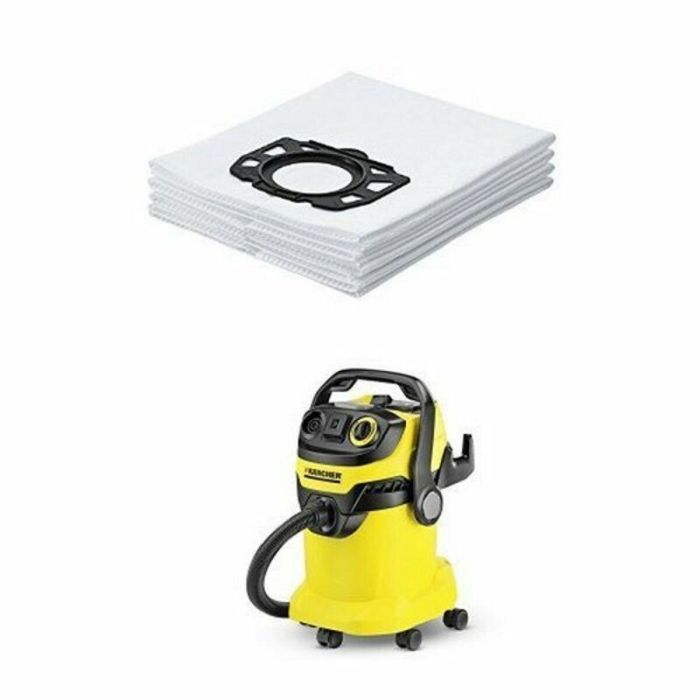 Kärcher Bolsa de 4 filtros de guata triple espesor para aspiradoras WD4 WD5 WD6: 10% mayor filtración y alta resistencia al desgarro. 1