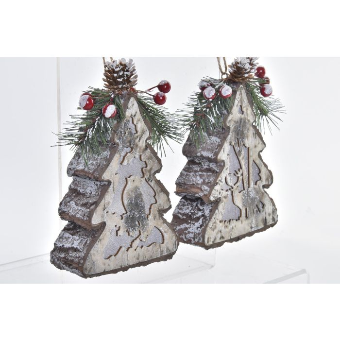 DKD Home Decor Set 4 Colgantes Decoración Navidad Alpina Árbol MDF LED Natural 14cm Alto Surtido 2 DKD Home Decor Set 4 Colgantes Decoración Navidad Alpina Árbol MDF LED Natural 14cm Alto Surtido 2