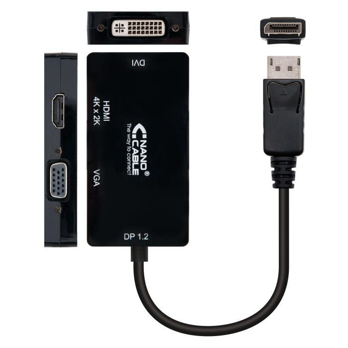 Cable Conversor Nanocable 10.16.3301-BK/ Displayport Macho - VGA Hembra/ DVI Hembra/ HDMI Hembra 2 Cable Conversor Nanocable 10.16.3301-BK/ Displayport Macho - VGA Hembra/ DVI Hembra/ HDMI Hembra 2