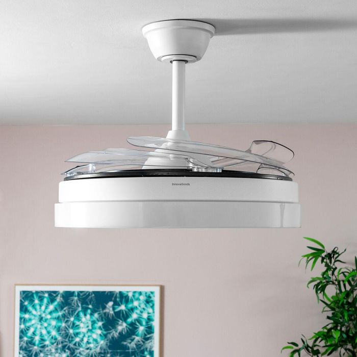 Ventilador de Techo con Luz LED y 4 Aspas Retráctiles Keteez InnovaGoods Blanco 72 W Ø49-104 cm 1