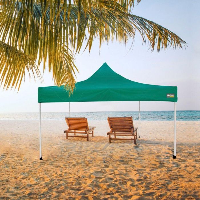 Cenador Aktive Plegable Altura ajustable Acero Poliéster 420D Oxford Verde 300 x 320 x 300 cm 5 Cenador Aktive Plegable Altura ajustable Acero Poliéster 420D Oxford Verde 300 x 320 x 300 cm 5