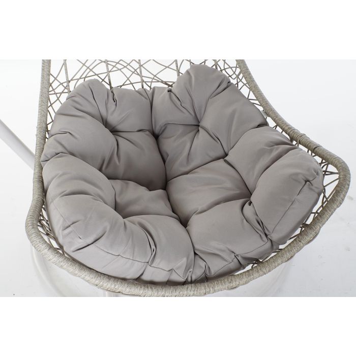 DKD Home Decor Sillón Colgante para Terraza y Jardín Gris Claro Ratan Sintético Metal Poliéster 82 x 75 x 125 cm 1
