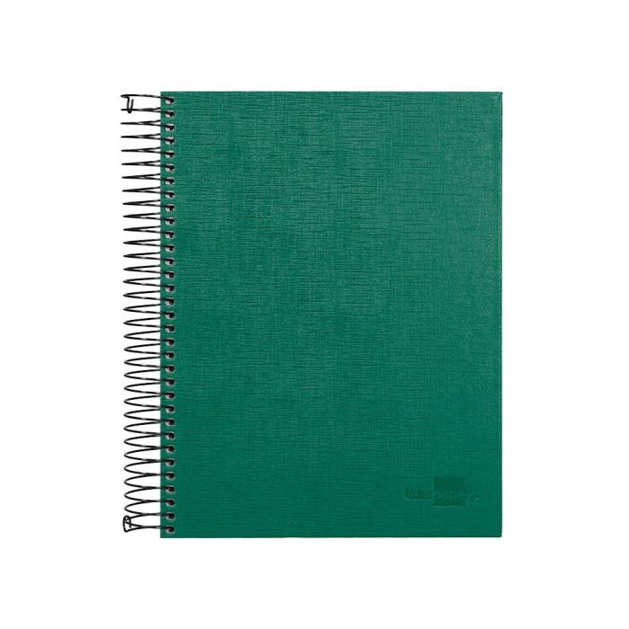 Cuaderno Espiral Liderpapel A5 Micro Papercoat Tapa Forrada 140H 75 gr Cuadro5 mm 5 Bandas 6 Taladros Verde 2