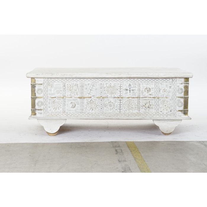 DKD Home Decor Mesa Centro Estilo Indio Blanco Dorado 115 x 60 x 45 cm 7