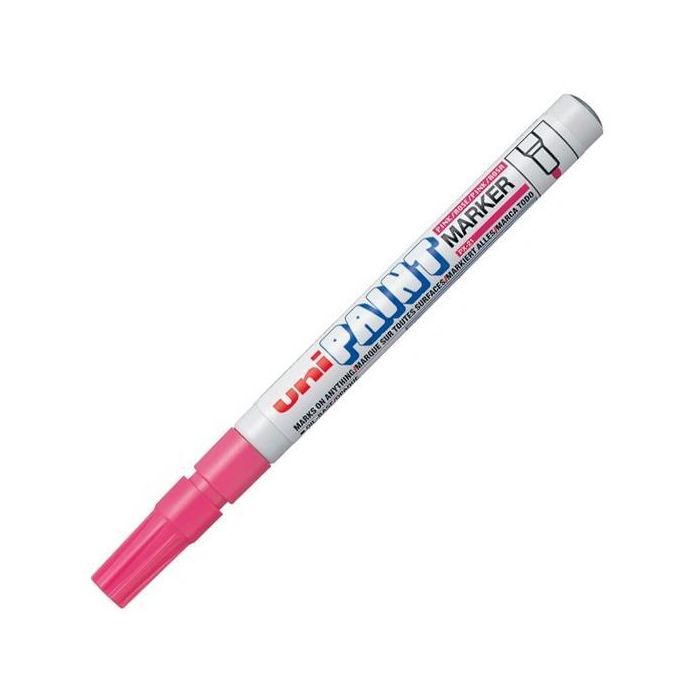 Uni-Ball Marcador Permanente Paint PX-21 Rosa, Punta Acrílica 0.8-1.2mm, Resistente al Agua y Luz, Caja 12 Unidades