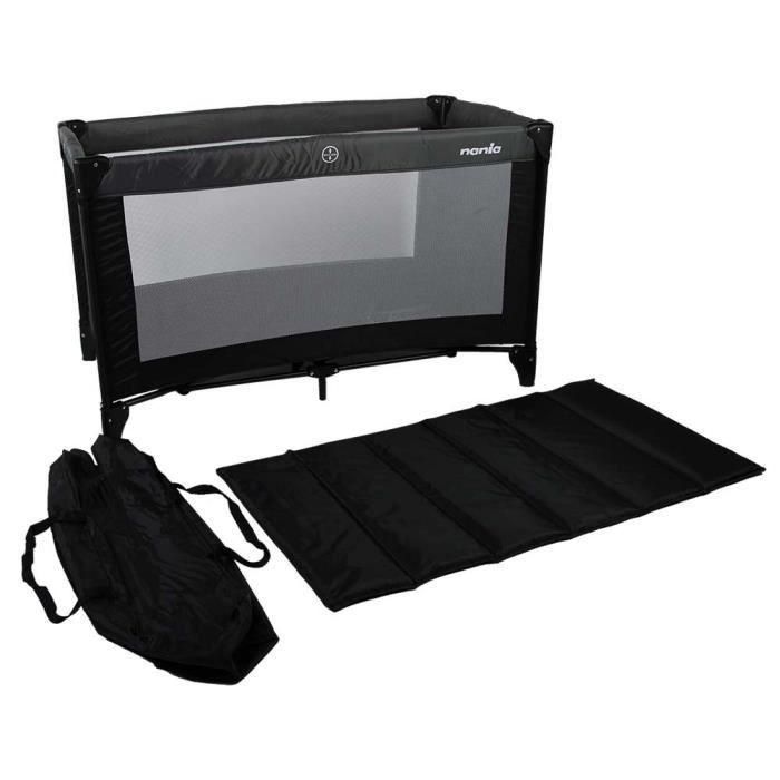 Nania Cuna de Viaje Plegable SODA - Desde nacimiento hasta 15kg con Bolsa Transporte - Negro/Gris 2