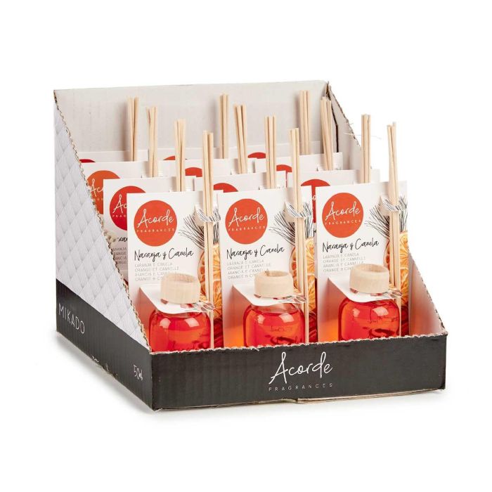 Mikado 50 ml con varilla naranja y canela - Acorde, 7x17x5 cm (12 Unidades) 2 Mikado 50 ml con varilla naranja y canela - Acorde, 7x17x5 cm (12 Unidades) 2