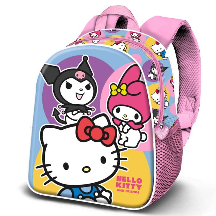 Hello Kitty Mochila Preescolar 3D Elite Happy con Relieve Frontal, Rosa, 1 Compartimento, Espalda y Correas Acolchadas