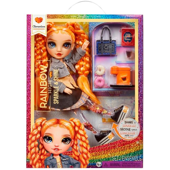 Rainbow High - Sparkle & Shine - Muñeca fashion de 27 cm - Naranja - Piernas con líquido brillante - A partir de 4 años 2