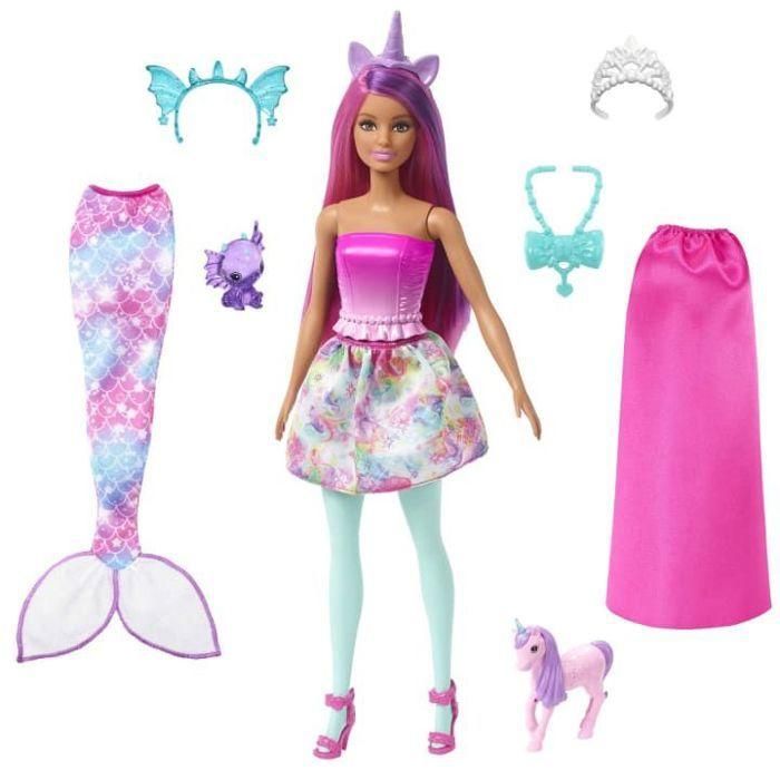 Caja de muñecas Barbie Érase una vez transformable en Sirena o Real, Bebé Dragón y Unicornio, a partir de 3 años, HLC28 1