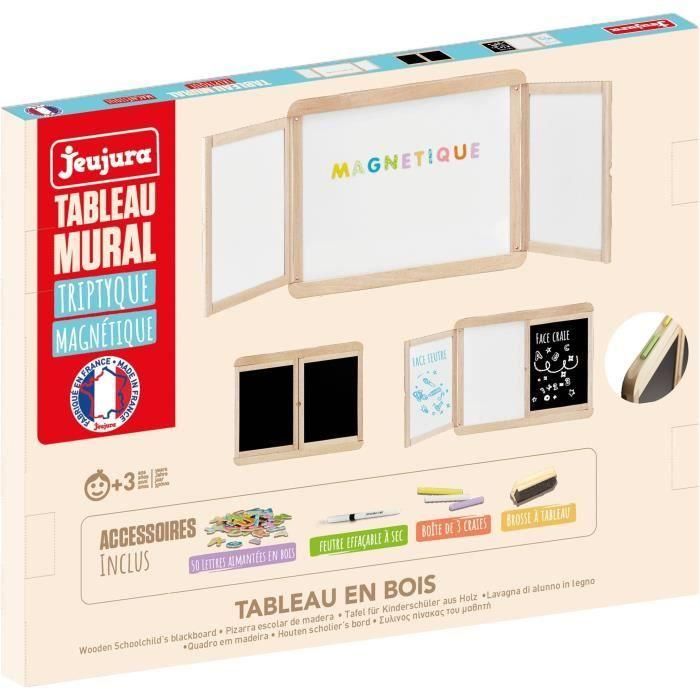 Jeujura JEU3225280880709 Pizarra Tríptico con Paneles Magnéticos, Doble Cara para Tiza y Rotulador Blanco, para Pared 2 Jeujura JEU3225280880709 Pizarra Tríptico con Paneles Magnéticos, Doble Cara para Tiza y Rotulador Blanco, para Pared 2